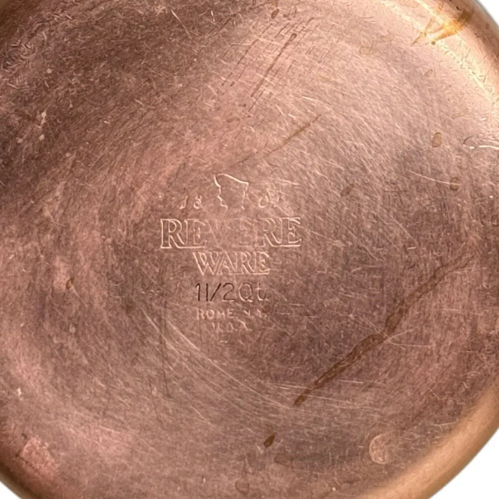 Vintage Revere Ware 1.5 Qt Saucepan Lid Copper Bottom Rome NY USA